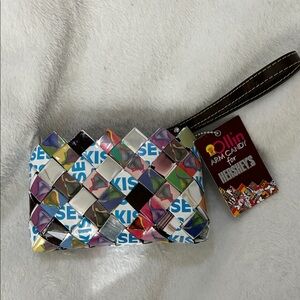 Nahui Ollin Candy Wrapper zipper close Clutch Purse wristlet NWT